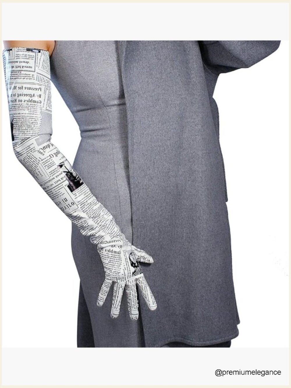 Faux Leather Newspaper Print Gloves Wet Look for Costume Party